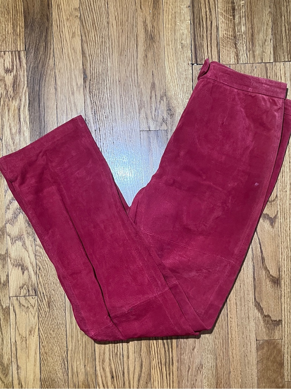 Y2K VTG St. John's Bay Women's Red Suede Leather Lined Straight Leg Pants Size 8